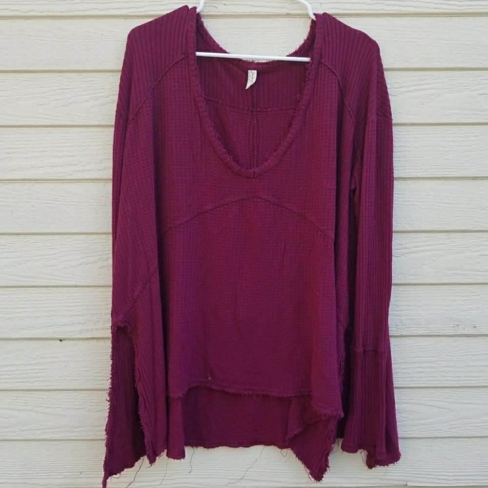 Free People Drippy Thermal, Maroon, Medium